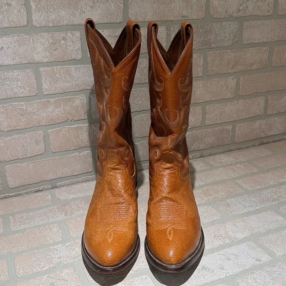 Tony Lama Classic Men's Rich Caramel  Ostrich Skin Western Boots Size 11D - Picture 5 of 10
